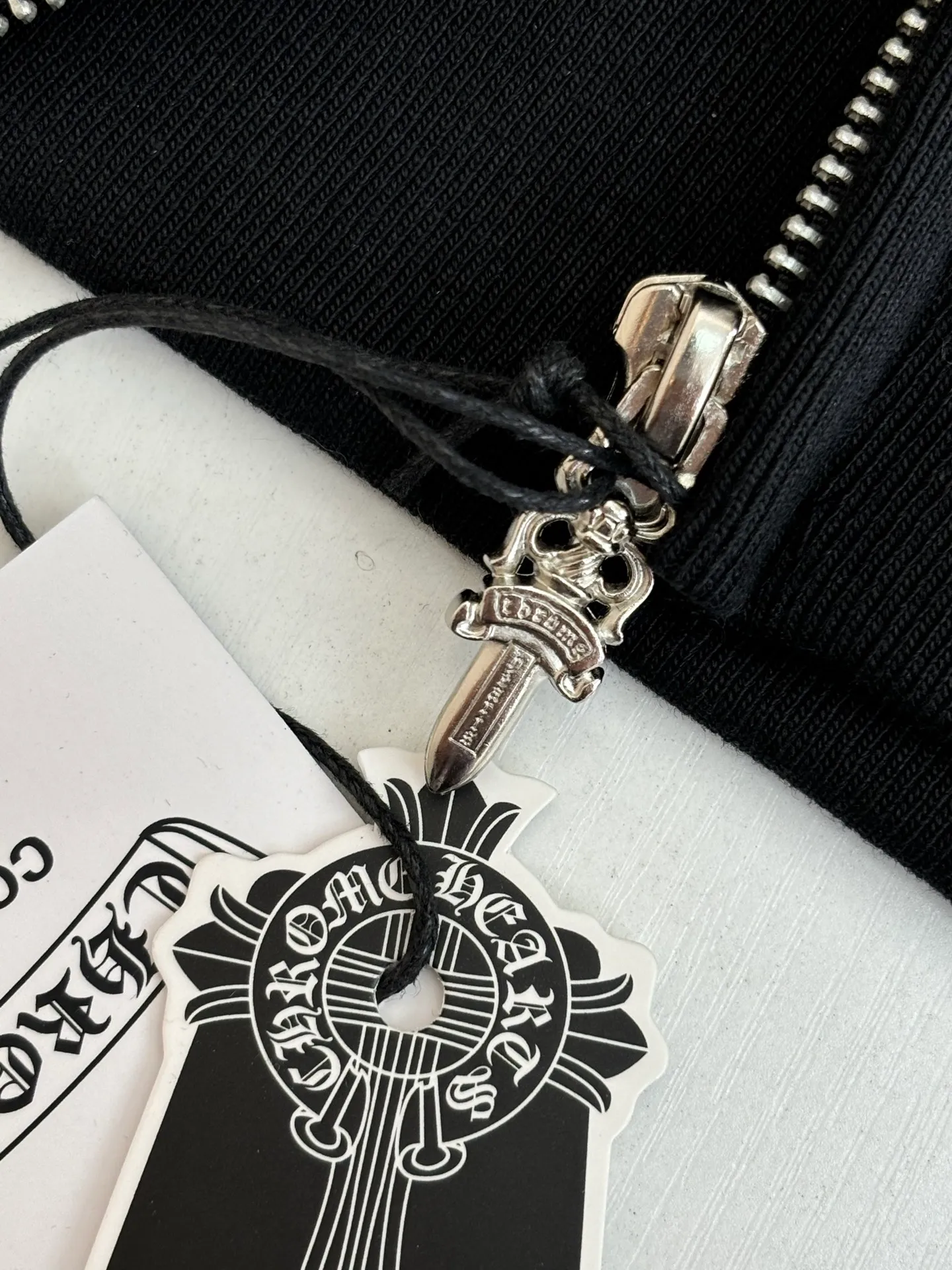 P486 Chrome Heart*/Chrome Heart Ch black skull zipper hooded sweatshirt Size: S/M/L/XL